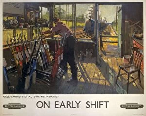 Railway Collection: Poster produced for British Railways (BR), showing a railway worker manually operating