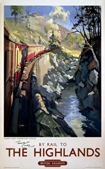 By Rail to The Highlands, BR(ScR) poster, c 1950s By Rail to The Highlands, BR(ScR) poster, c 1950s