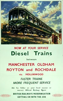 Now at you service - Diesel trains..., BR (LMR) poster, 1950 Now at you service - Diesel trains..., BR (LMR) poster, 1950
