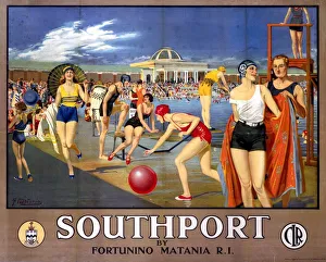Southport by Fortunino Matania, railway poster, c 1930s Southport by Fortunino Matania, railway poster, c 1930s