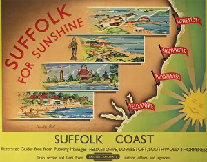 Suffolk for Sunshine, BR poster, after 1948 Suffolk for Sunshine, BR poster, after 1948