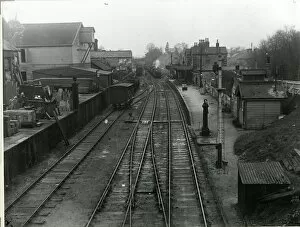 Signal Collection: View west from South Road at Saffron Walden Station. Unloading bank on left run-round loop centre