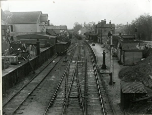 View west from South Road at Saffron Walden Station. Unloading bank on left run-round loop centre View west from South Road at Saffron Walden Station. Unloading bank on left run-round loop centre