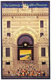 Waterloo Station - The Gateway to Health & Pleasure, poster, 1922 Waterloo Station - The Gateway to Health & Pleasure, poster, 1922