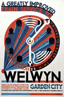 Welwyn Garden City, railway poster, c 1930s Welwyn Garden City, railway poster, c 1930s
