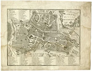 17th century city, plan of Augsburg, Germany 17th century city, plan of Augsburg, Germany