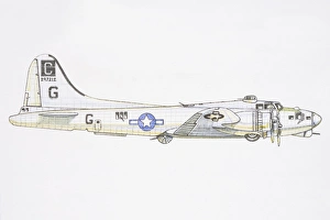 1943 Boeing B-17G Flying Fortress, metallic-white bomber with star painted on side 1943 Boeing B-17G Flying Fortress, metallic-white bomber with star painted on side