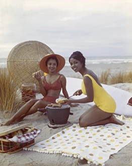 1960, Two People, Adults Only, Young Adult, Only Young Women, Outdoors, Day, Square 1960, Two People, Adults Only, Young Adult, Only Young Women, Outdoors, Day, Square