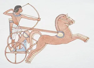 2000 BC Egyptian horse-drawn chariot, side view 2000 BC Egyptian horse-drawn chariot, side view
