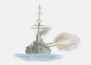 20th century, battleship, british military, cannon, front view, history, horizontal 20th century, battleship, british military, cannon, front view, history, horizontal