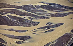 Aerial of muddy glacial riverbed, Iceland Aerial of muddy glacial riverbed, Iceland