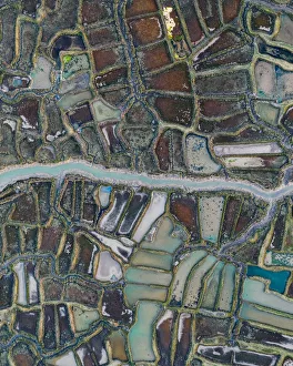 Aerial shot above oyster farms, La Tremblade, France Aerial shot above oyster farms, La Tremblade, France
