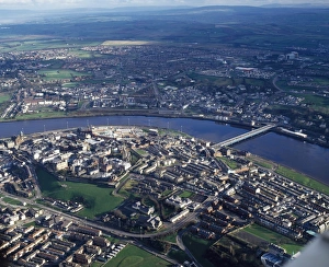 Aerial View of Derry City including the Foyle Bridge, Co Derry, Ireland Aerial View of Derry City including the Foyle Bridge, Co Derry, Ireland