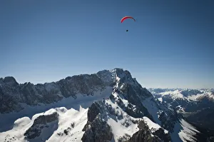 Aerial view, paragliding, Mt. Zugspitze, Garmisch-Partenkirchen, Bavaria, Germany, Europe Aerial view, paragliding, Mt. Zugspitze, Garmisch-Partenkirchen, Bavaria, Germany, Europe