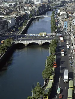 Aerial View Of The River Liffey, Dublin City, County Dublin, Ireland Aerial View Of The River Liffey, Dublin City, County Dublin, Ireland
