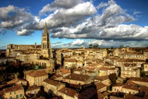 Aerial view of Saint-Emilion and Monolithic Church Aerial view of Saint-Emilion and Monolithic Church