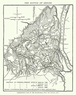 American Civil War, Map of Battle of Shiloh American Civil War, Map of Battle of Shiloh