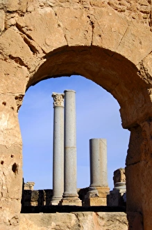 Ancient columns in the ruins of the Roman City Leptis Magna, Libya Ancient columns in the ruins of the Roman City Leptis Magna, Libya