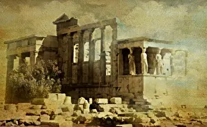 Prints of This is a painterly photograph of the Parthenon in Athens, Greece Ancient Greek Architecture Prints: Parthenon Print