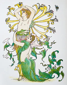 Antique illustration of humanized flowers and plants Antique illustration of humanized flowers and plants