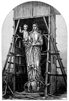 Antique illustration of Statue de Notre-Dame Antique illustration of Statue de Notre-Dame