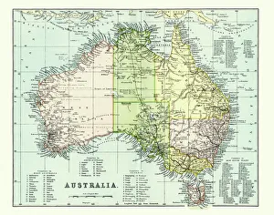 Antique Map of Australia Late 19th Century Antique Map of Australia Late 19th Century