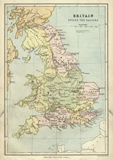 Antique map of Britain under the Anglo Saxons Antique map of Britain under the Anglo Saxons