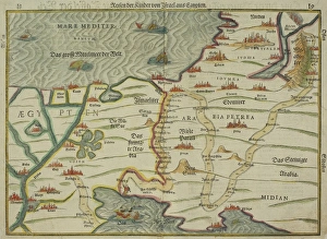 Antique map of holy land with Egypt and Israel Antique map of holy land with Egypt and Israel