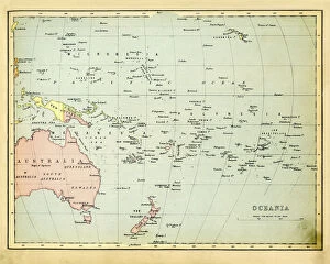 Images Dated 25th February 2015: Antique Map of Oceania 1897