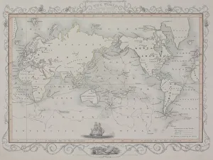 Antique map of old world depicting voyages of Captain Cook Antique map of old world depicting voyages of Captain Cook