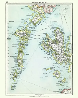 Antique map, Scotland, Isle of Skye, South and North Uist Antique map, Scotland, Isle of Skye, South and North Uist