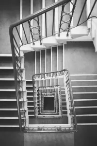 Prints of Directly above shot of square spiral staircase Architecture Prints: Square Spiral Staircase Print