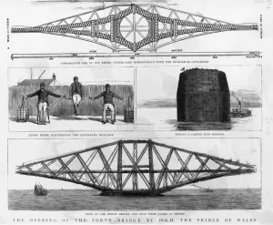 Prints of March 1890: Pictures showing various aspects of building the Forth Bridge Bridge Prints: A Print of the Forth Bridge, March 1890