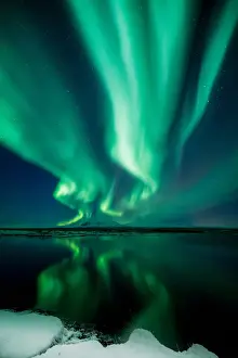 Aurora Borealis Iceland Prints: Aurora on white