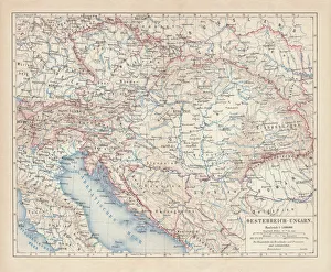 Austro-Hungarian Empire, Habsburg Monarchy, lithograph, published in 1877 Austro-Hungarian Empire, Habsburg Monarchy, lithograph, published in 1877