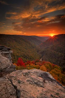 Autumn forests and mountains in Blackwater Falls State Park at sunset, Tucker County Autumn forests and mountains in Blackwater Falls State Park at sunset, Tucker County