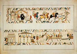 Bayeux Tapestry - Harold Godwinson confers with King Edward the Confessor before sailing Bayeux Tapestry - Harold Godwinson confers with King Edward the Confessor before sailing