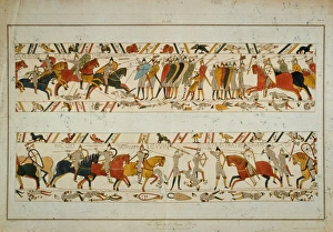 Bayeux Tapestry Scene - King Harolds brothers Gyrth and Leofwine are killed Bayeux Tapestry Scene - King Harolds brothers Gyrth and Leofwine are killed