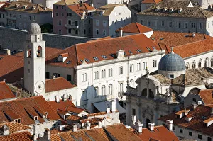 Bell tower, City Hall, St Blasius Church, view from the city walls, historic centre, Dubrovnik, Dalmatia, Croatia Bell tower, City Hall, St Blasius Church, view from the city walls, historic centre, Dubrovnik, Dalmatia, Croatia
