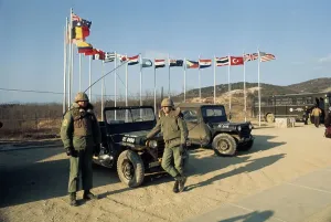 UN Command Troops at Panmunjom Print, February 14th 1968