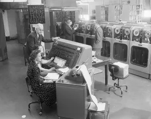 Vintage Computer Technology Prints: Computer Operators Tabulating the 1954 Census with a UNIVAC Computer