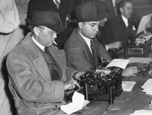 Vintage Typewriter Image Prints: Damon Runyon Using Typewriter