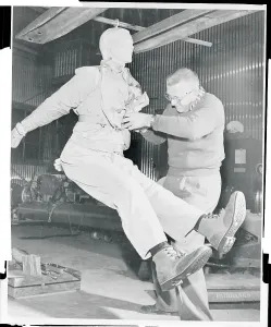 Dummy Testing Print, a photograph of a weighted dummy in flight conditions