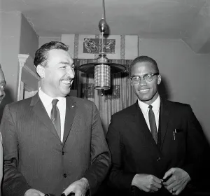Malcolm X Prints: Malcolm X and Adam Clayton Powell at 1964 NYC Boycott Print
