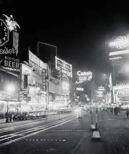 Night View of Times Square Print by Bettmann Archive