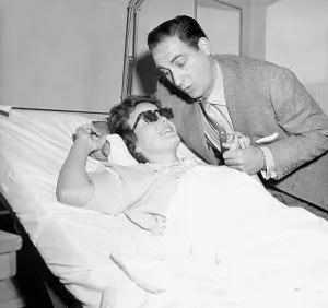Sid Caesar Visits Nanette Fabray at Mt. Sinai Hospital Print