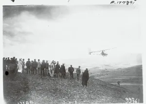 Early 20th Century Aviation Prints: Spectators Watching Glider