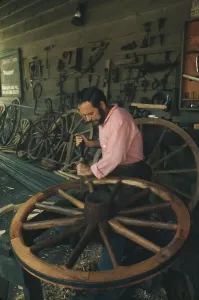 Framed Print : Wheelwright at Work Print, August 1960