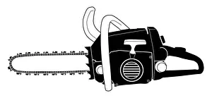 Black and white digital illustration of chainsaw Black and white digital illustration of chainsaw