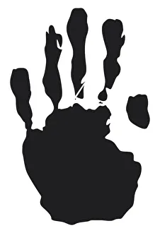 Black and white digital illustration of incomplete hand print Black and white digital illustration of incomplete hand print